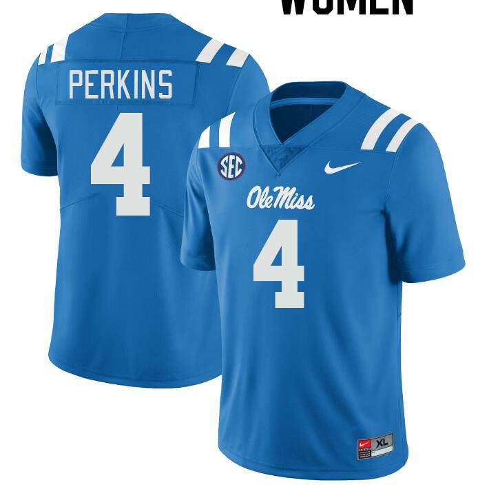 Women #4 Suntarine Perkins Ole Miss Rebels College Football Jerseyes Stitched Sale-Powder Blue